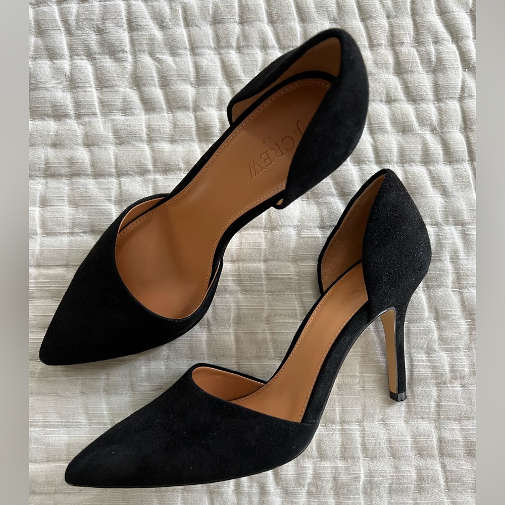 J.Crew black suede 3 1/2 in. heels